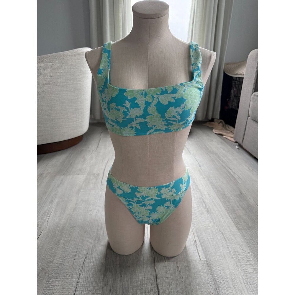 Forever 21 small green and blue froral swimsuit